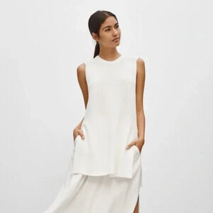 Aritzia Wilfred Palmier Side Split Knit Sleeveless Sweater Oak White Size Small